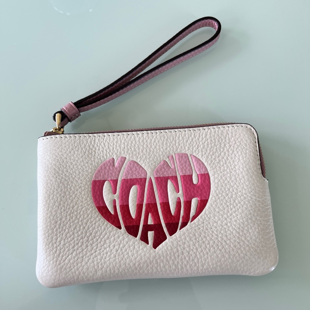 Coach leather card holder in color block & Zipper Wristlet